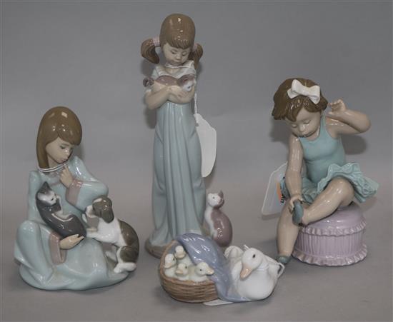 Four Lladro figures, including Little Ballet Girl, 5107, H.21cm